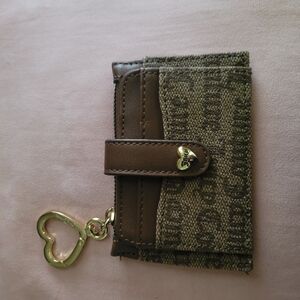 Juicy Couture Brown and Gray Card Holder with Heart Keychain